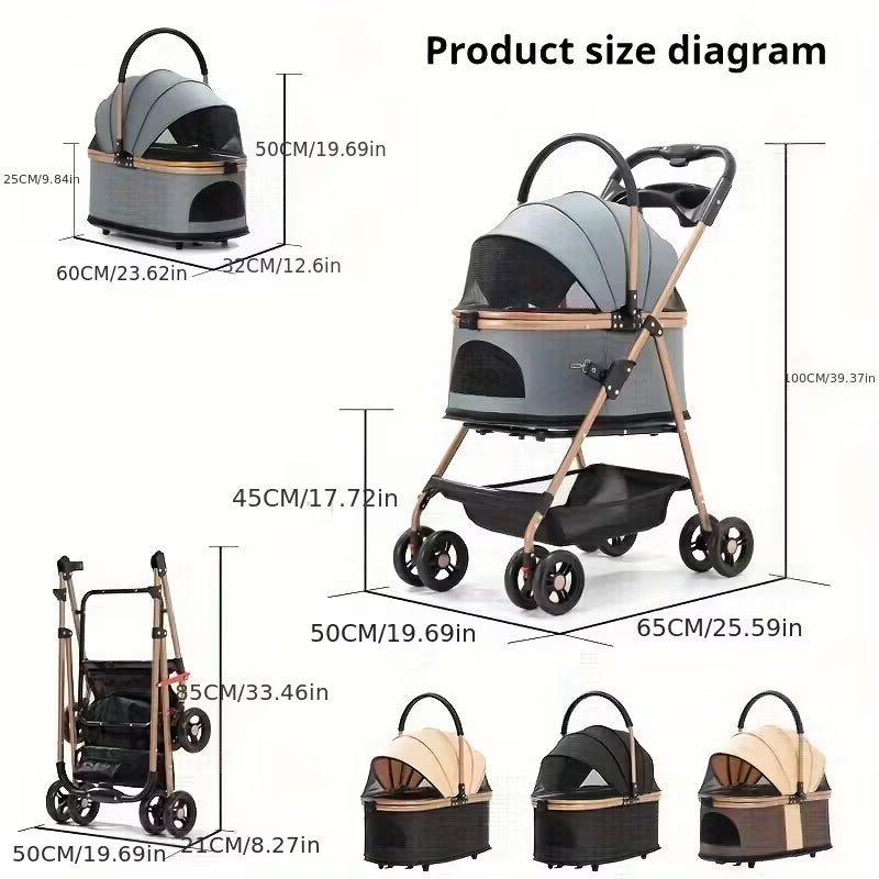 Versatile Pet Stroller for Small to Medium Dogs and Cats