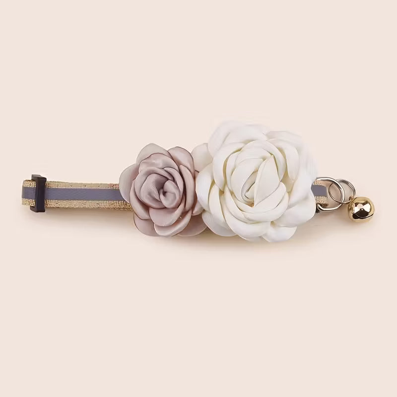 Elegant Polyester Double Rose Flower Pet Collar