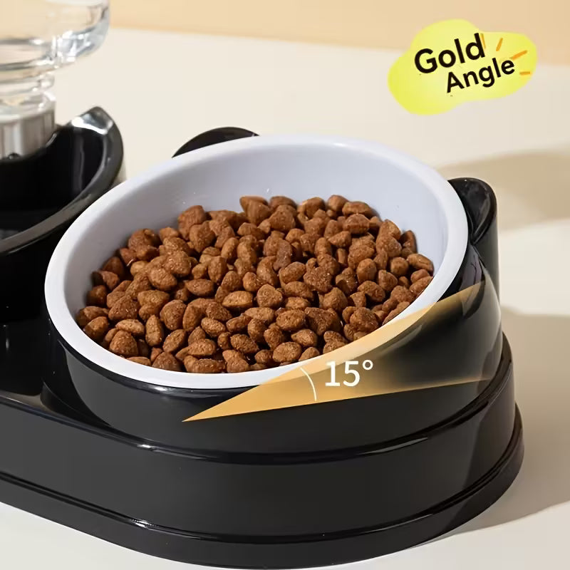 Two In-One Stainless Steel Grey Pet Bowl Set