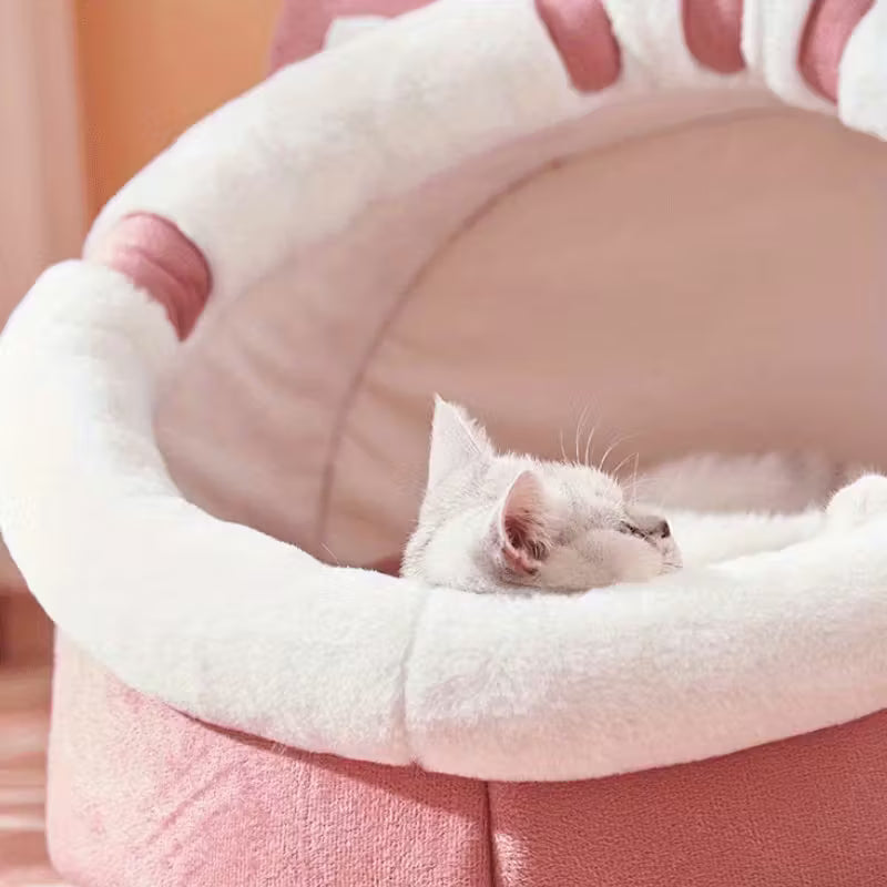 Cute Pink Cat Shaped Pet Bed
