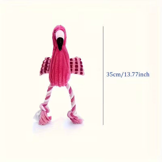 Adorable Flamingo Design Squeaky Corduroy Plush Toy