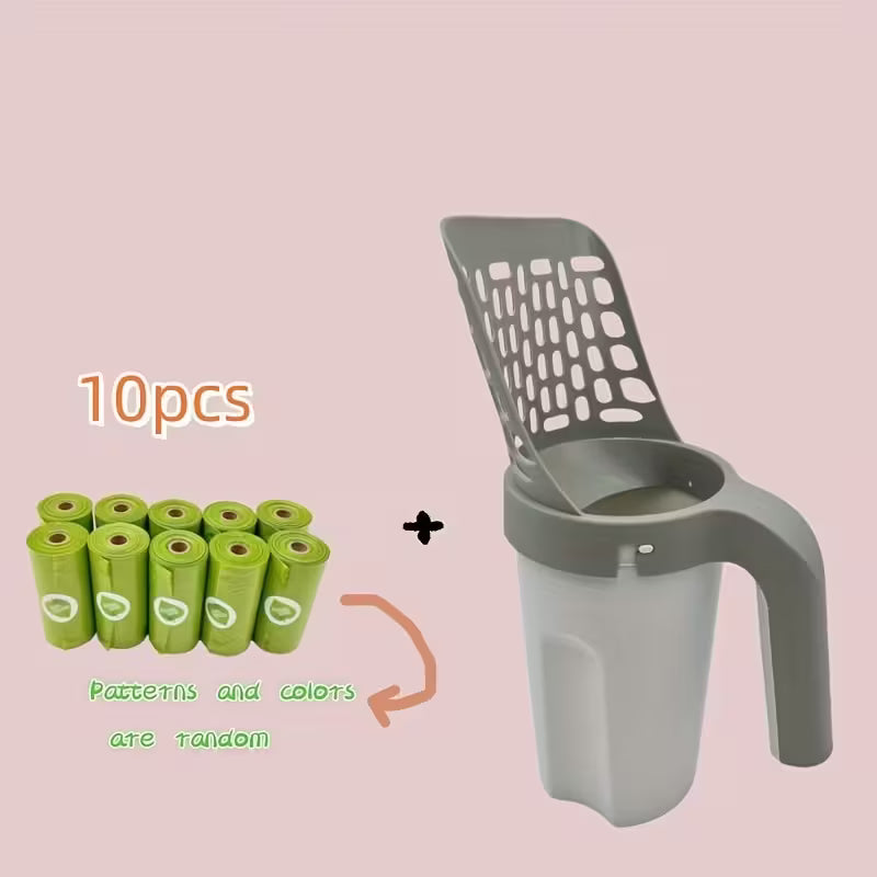 Cat Litter Scoop Set with Integrated Waste Bag Dispenser