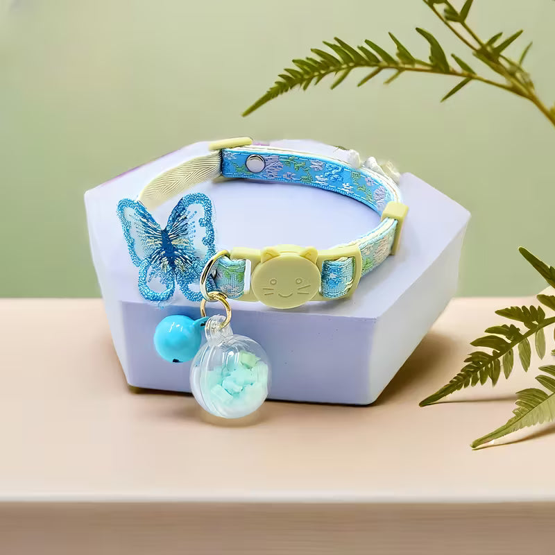Pastel Floral & Butterfly Glow In The Dark Pet Collar