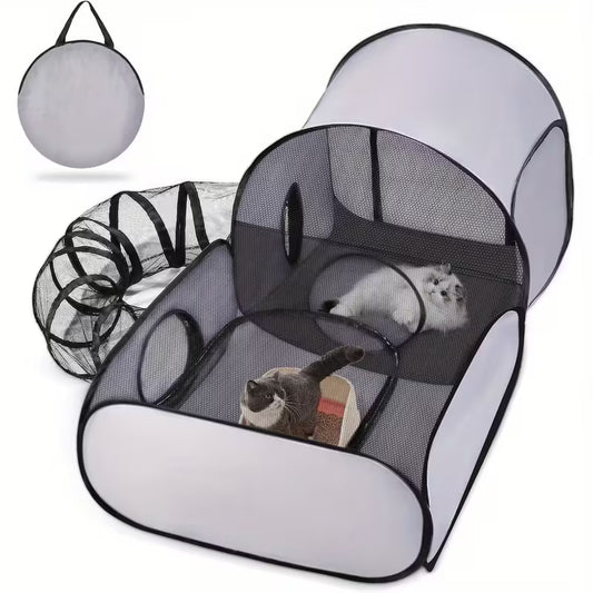 3-in-1 Cat Playpen with Encircling Tunnel