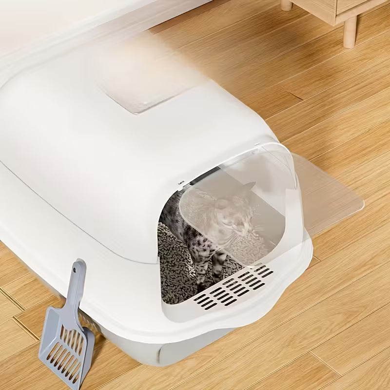 Heavy-Duty Plastic Enclosed Litter Box