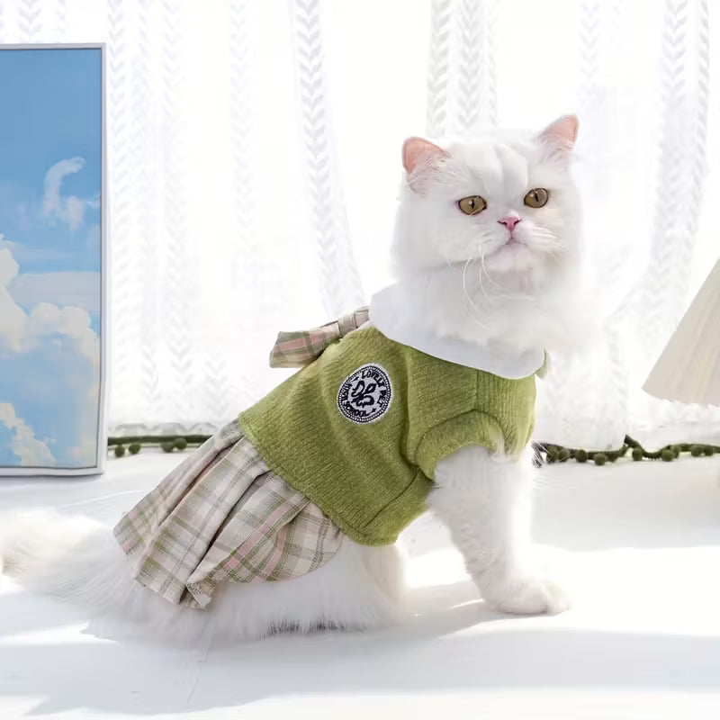 Cat Autumn And Winter Plaid Dresses
