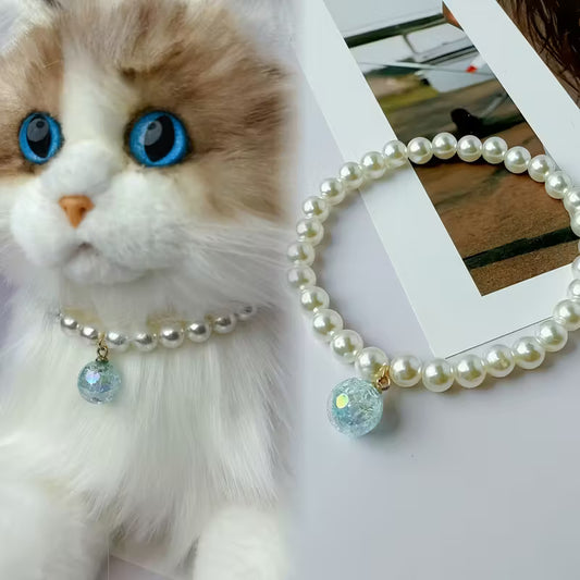 Pearl cat collar with pendant