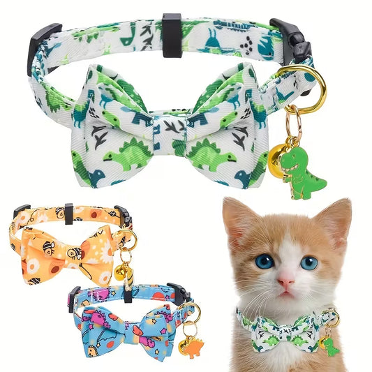 Cute Dinosaur Bowtie Pet Collar