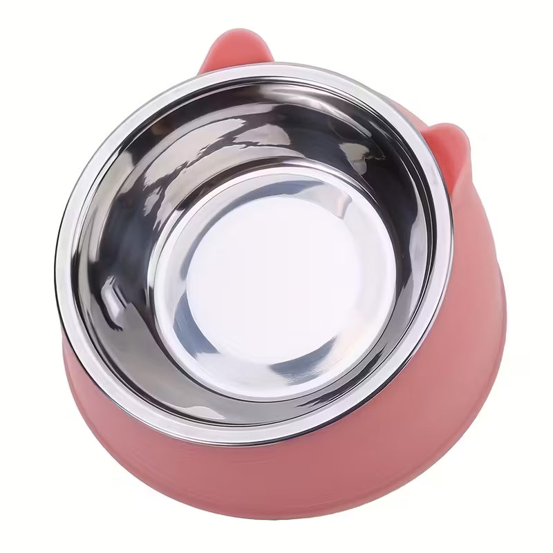 Elevated Stainless Steel White Cat Bowl