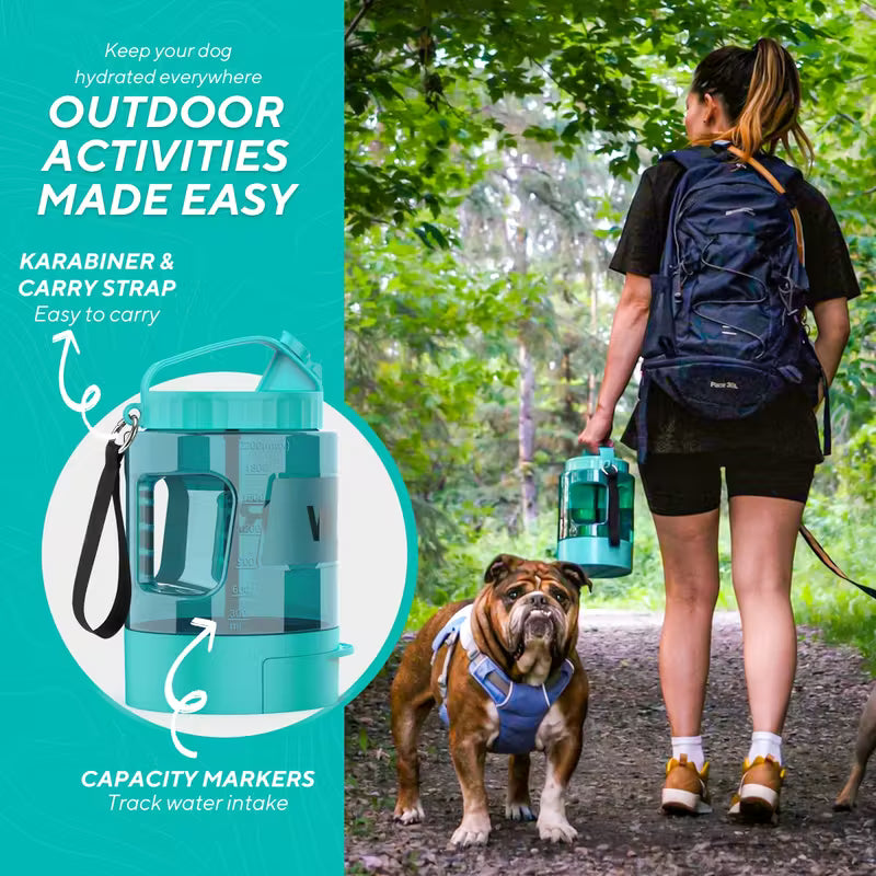 Portable Dog Water Bottle with Built-In Bowl