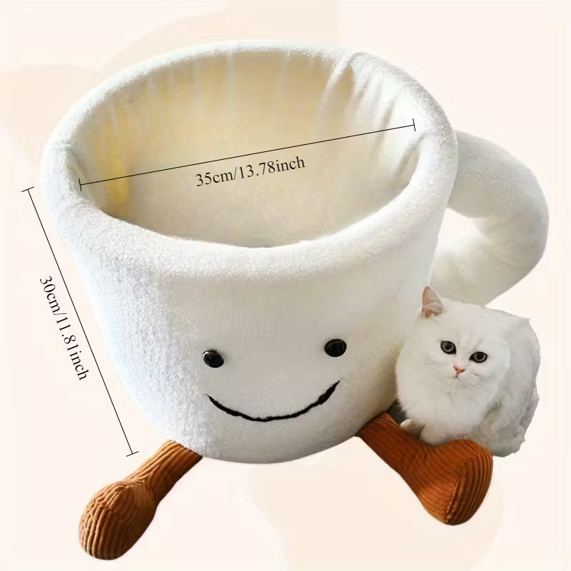 Coffee Cup Shaped Cozy Pet Bed
