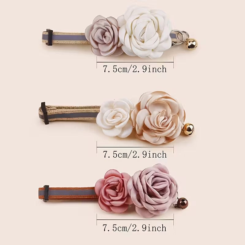 Elegant Polyester Double Rose Flower Pet Collar