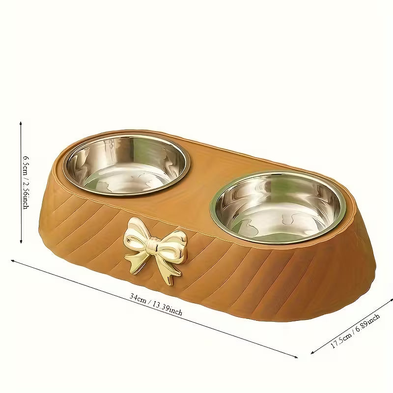 Fashionable Bow White Pet Bowl