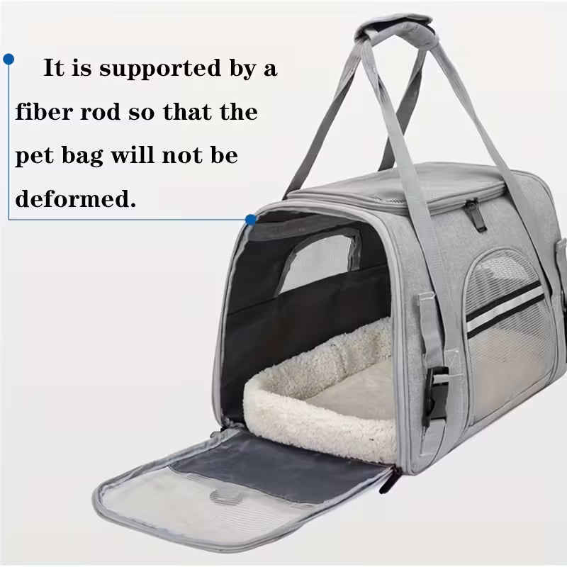 Portable Cat Carrier with Plush Mat