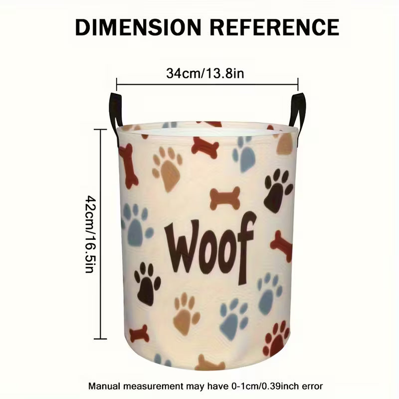 Dog Bone & Paw Print Laundry Basket