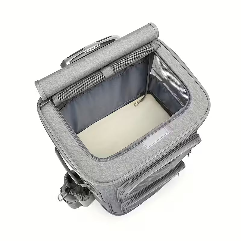 Double-Layer Pet Rolling Pet Carrier Backpack