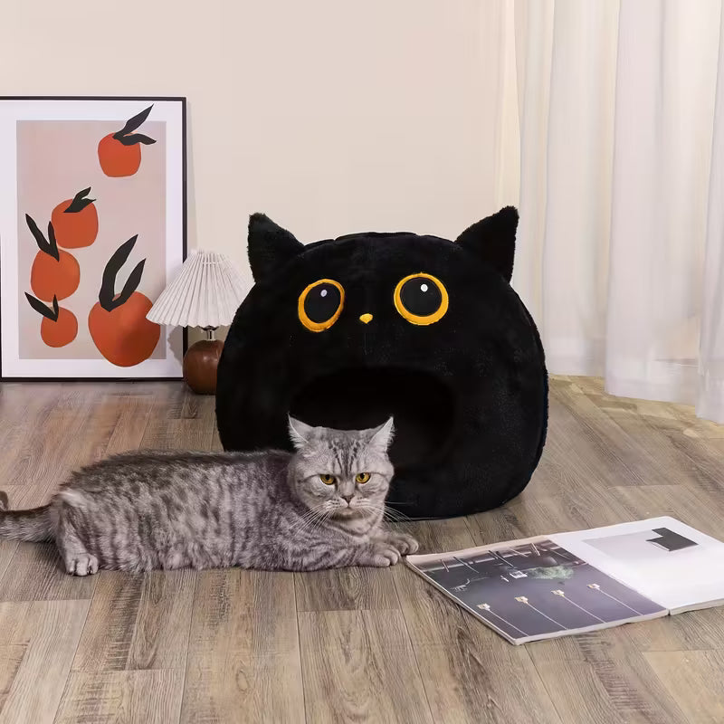 Black Cat-Themed Pet Bed
