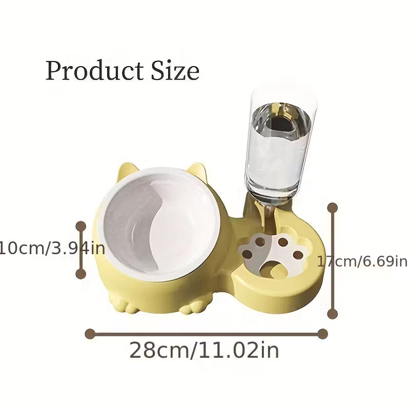 Elevated Purple Cat Double Bowl With Water Dispenser