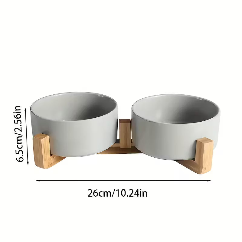 Raised Double Cat Bowl White Set for Pets