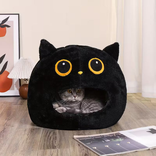 Black Cat-Themed Pet Bed