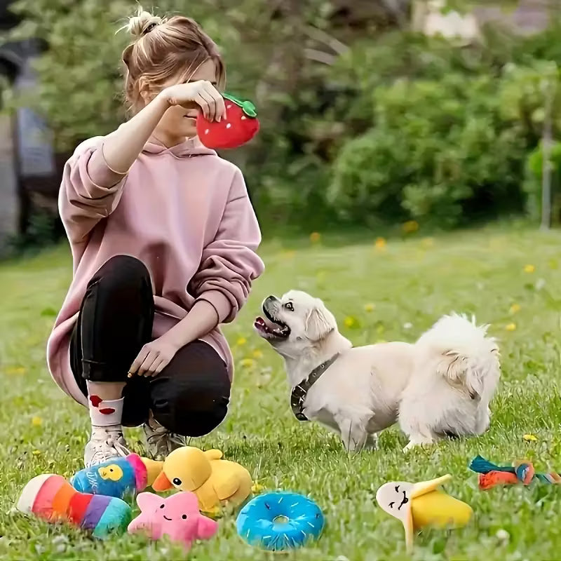 Pet Plush Toy Set, Small Dog Squeaky Toys Pack of 16