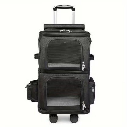 Double-Layer Pet Rolling Pet Carrier Backpack