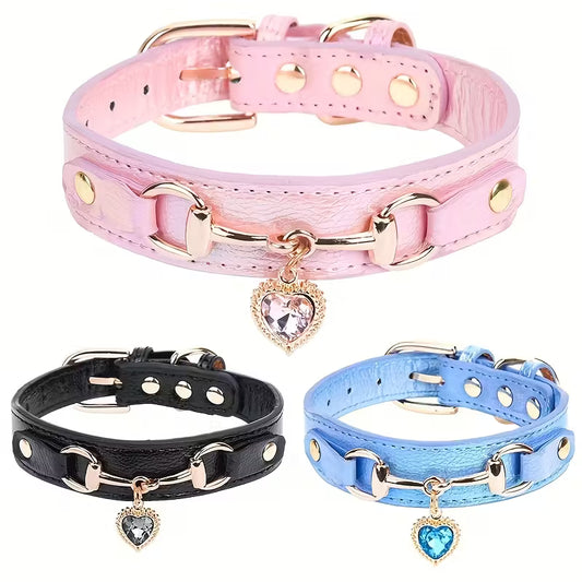 Love Heart Diamond Pet Collar