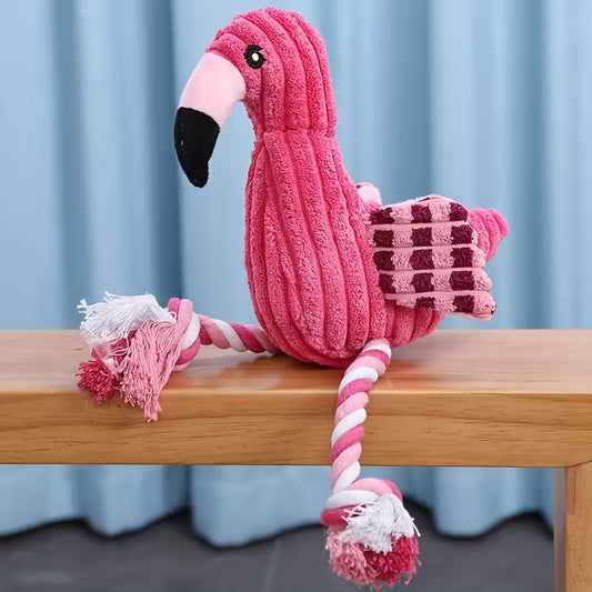 Adorable Flamingo Design Squeaky Corduroy Plush Toy