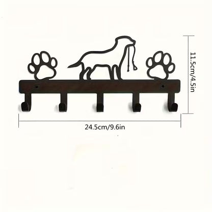 Metal Dog Leash Organizer with Paw Prints