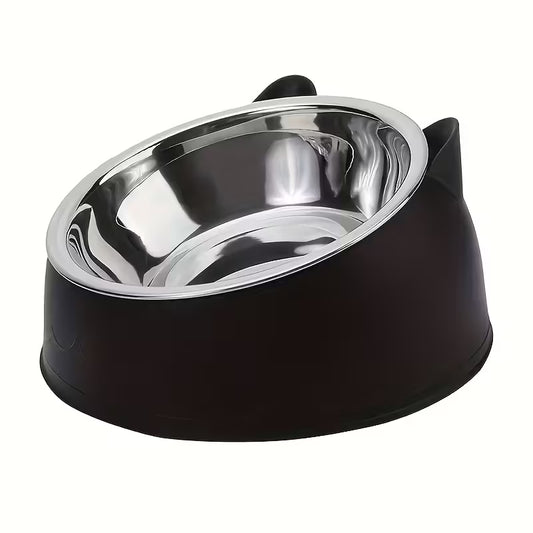 Elevated Stainless Steel Black Cat Bowl