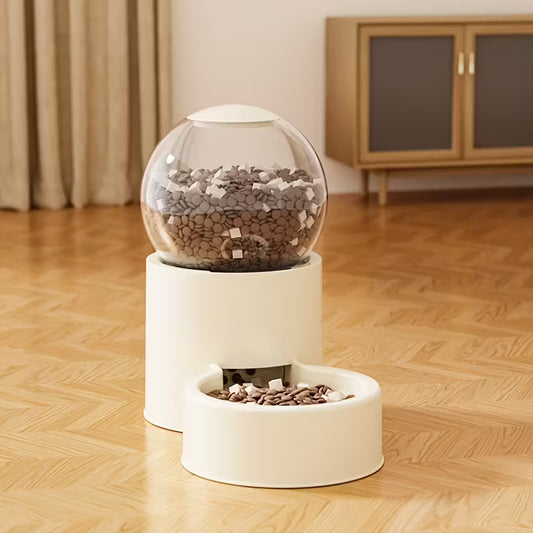 Automatic Beige Cat Feeder and Water Dispenser Set of 2