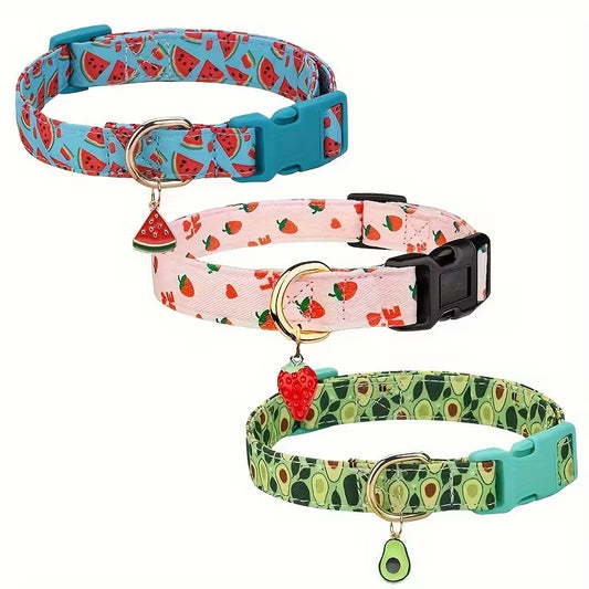 Fruit Print Pet Collar with Metal Pendant