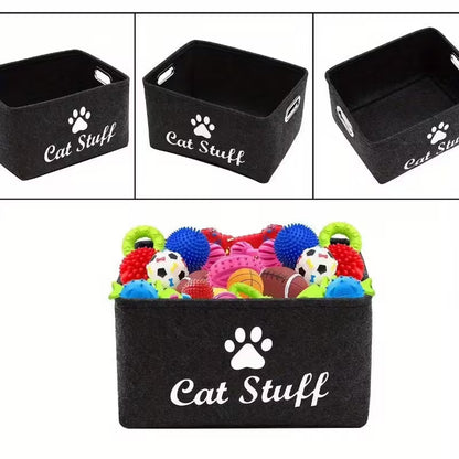 Cat Stuff Pet Storage Bin with Handles