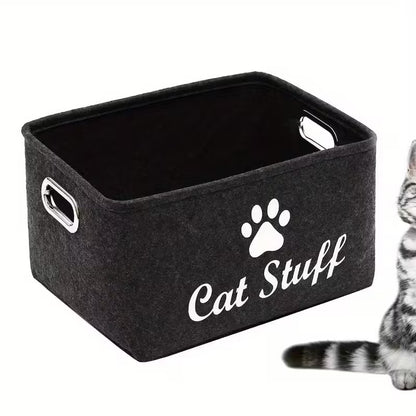 Cat Stuff Pet Storage Bin with Handles