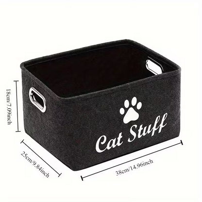 Cat Stuff Pet Storage Bin with Handles