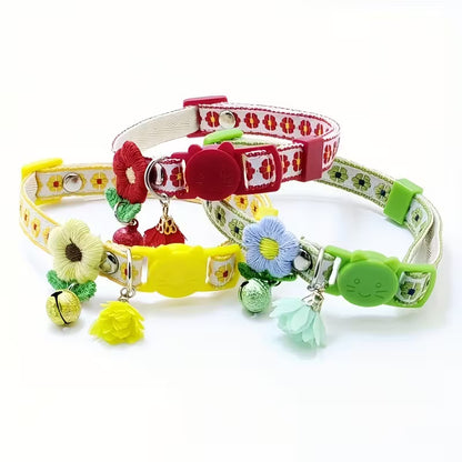 Embroidered Floral Polyester Fiber Cat Collar