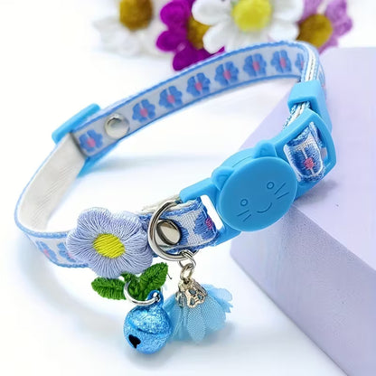 Embroidered Floral Polyester Fiber Cat Collar