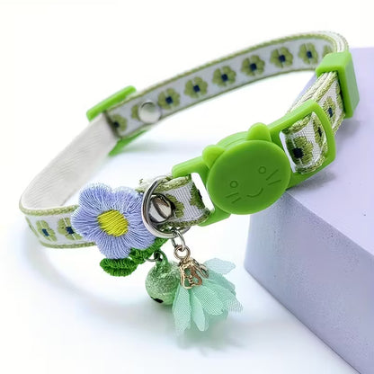 Embroidered Floral Polyester Fiber Cat Collar