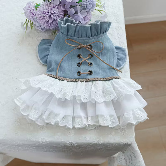 Denim Fabric Princess Style Pet Dress