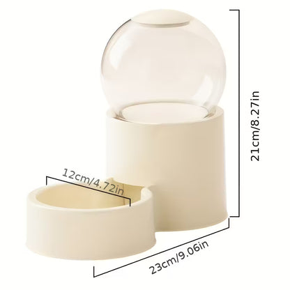 Automatic Beige Cat Feeder and Water Dispenser Set of 2