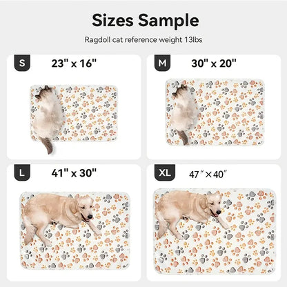 3-Pack Soft Plush Pet Blankets with Paw Print Design