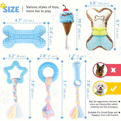 Cute Soft Rubber Pet Chew Toy Set of 9