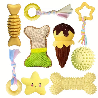Cute Soft Rubber Pet Chew Toy Set of 9