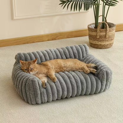 Plush Grey Cat Sofa Bed