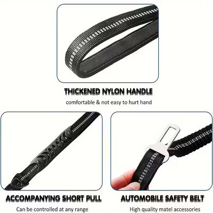 Elastic Shock-Absorbing Dog Leash with Poop Bag Holder
