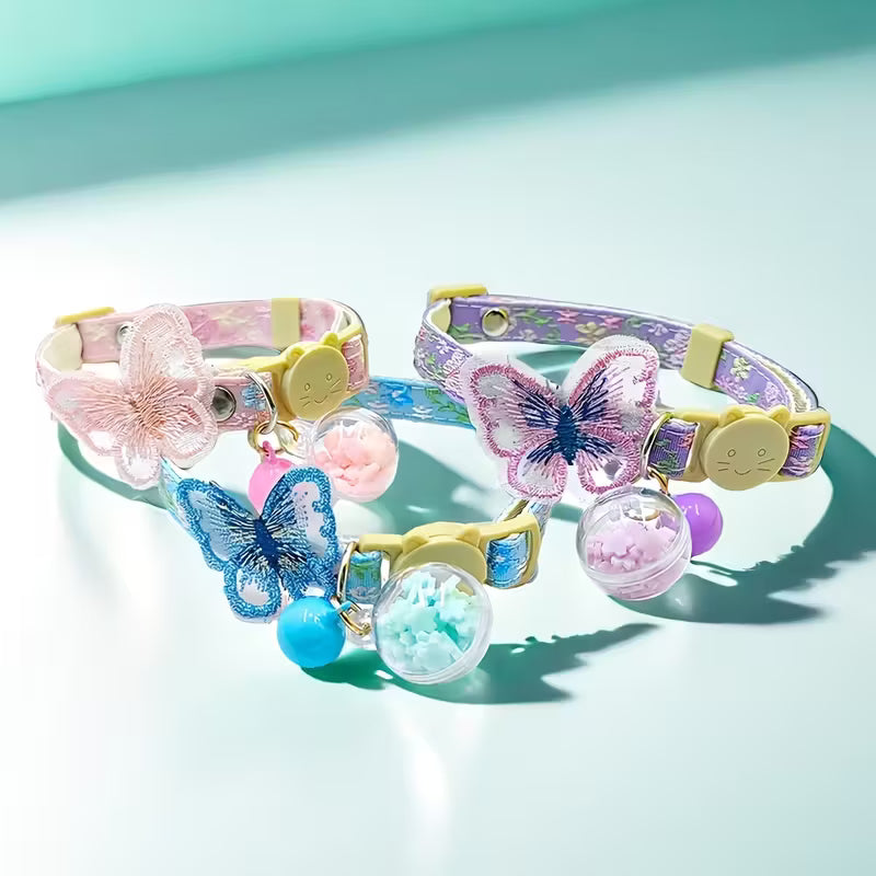 Pastel Floral & Butterfly Glow In The Dark Pet Collar