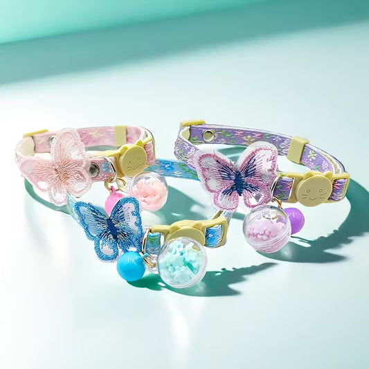 Pastel Floral & Butterfly Glow In The Dark Pet Collar