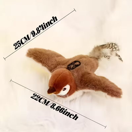 Interactive motorized plush bird cat toy with bird calls