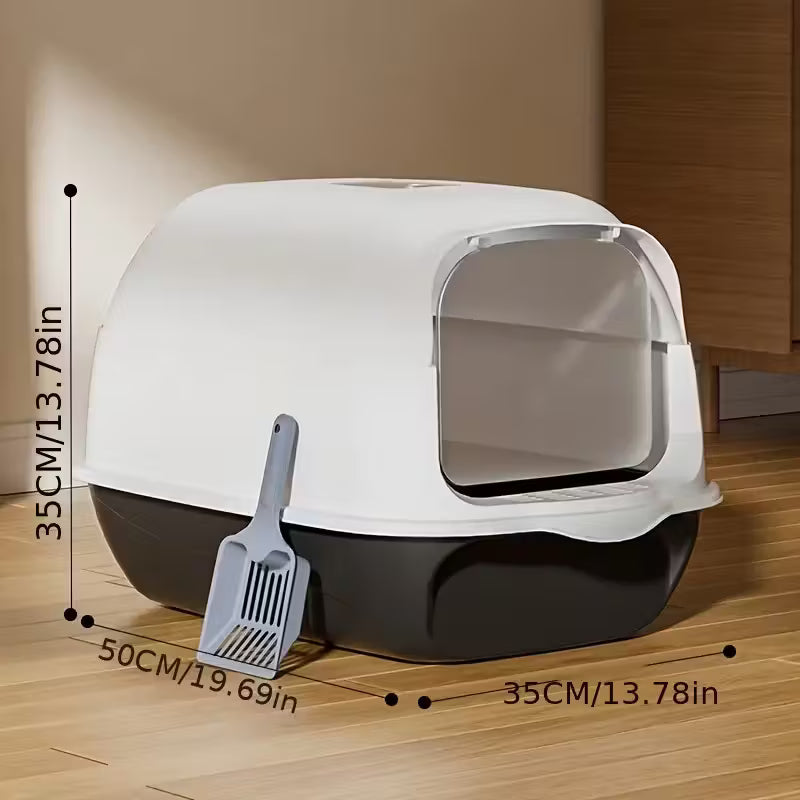 Heavy-Duty Plastic Enclosed Litter Box