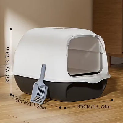 Heavy-Duty Plastic Enclosed Litter Box